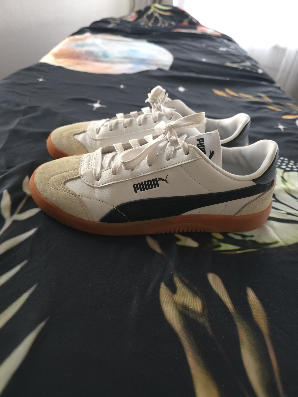 Puma Club White and Black Classic Sneaker with Gum Sole
